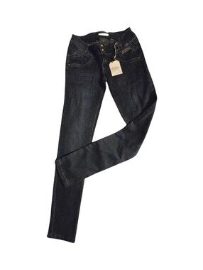 Virgins Only - Dark Blue Women’s Slim Jeans With Jewel Pocket Accents Size 26 VO